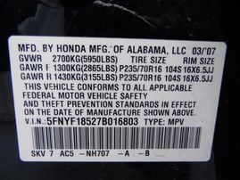 2007 Honda Pilot EX-L Black 3.5L AT 4WD #A23798